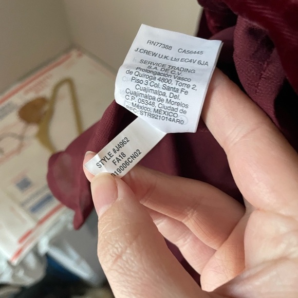 J. Crew Faux-wrap Top in Drapey Velvet Red Holiday Size 8 - Picture 9 of 10